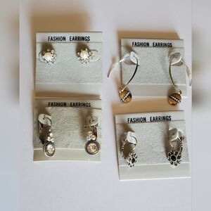 Vtg. 4 Pais Silver Earrings